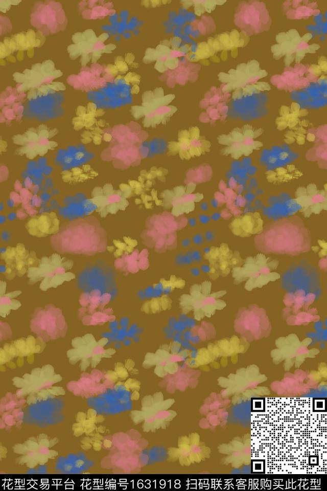 花卉小碎花水彩数码印花花型下载（图片编号: 1631918） - 瓦栏（Walan）