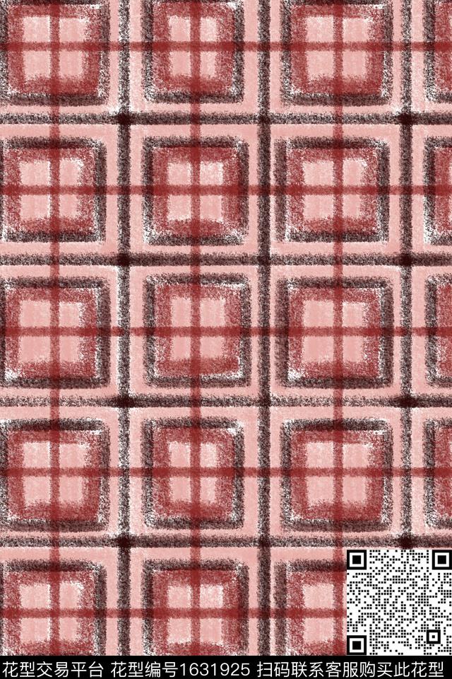 简约格子几何数码印花花型下载（图片编号: 1631925） - 瓦栏（Walan）