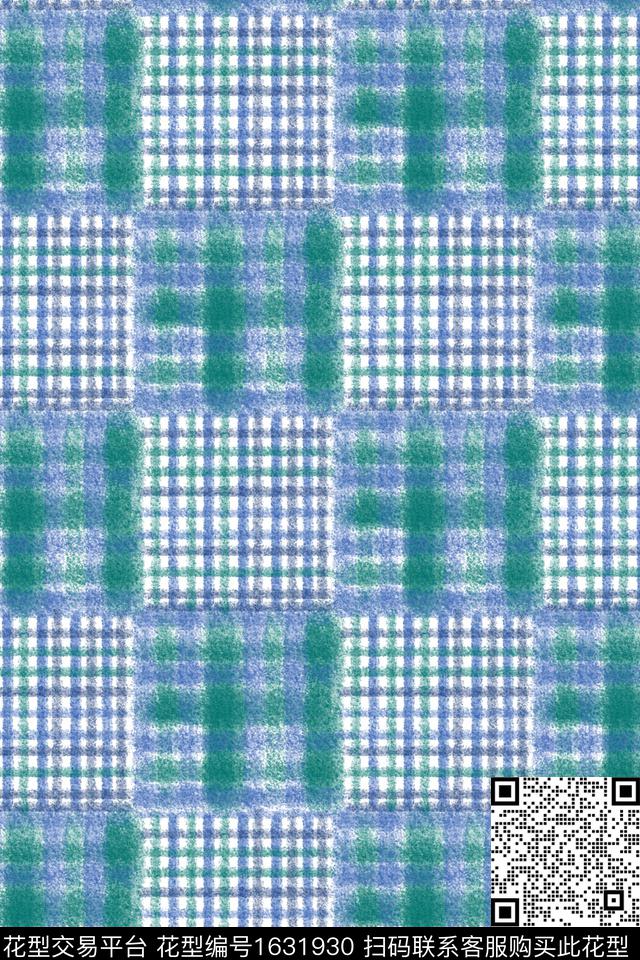 笔触复古格子数码印花花型下载（图片编号: 1631930） - 瓦栏（Walan）