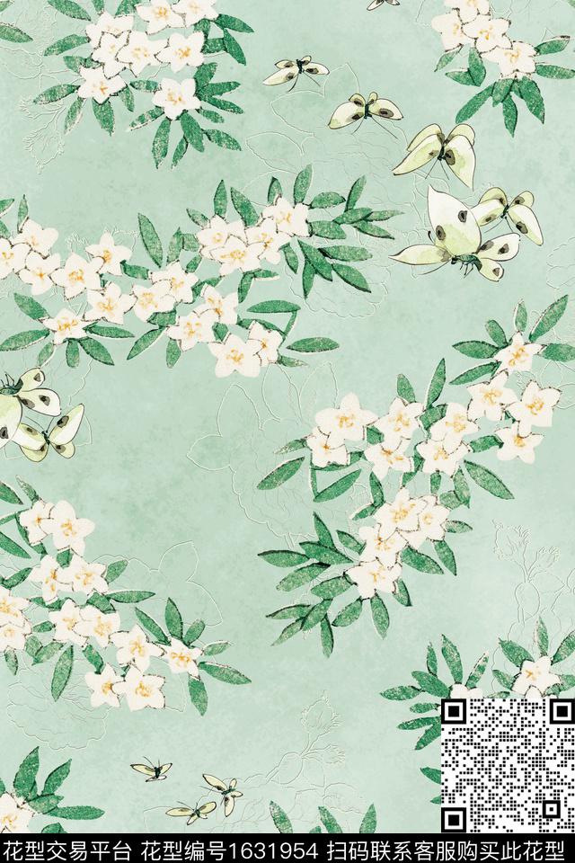 新中式中国风花卉数码印花花型下载（图片编号: 1631954） - 瓦栏（Walan）