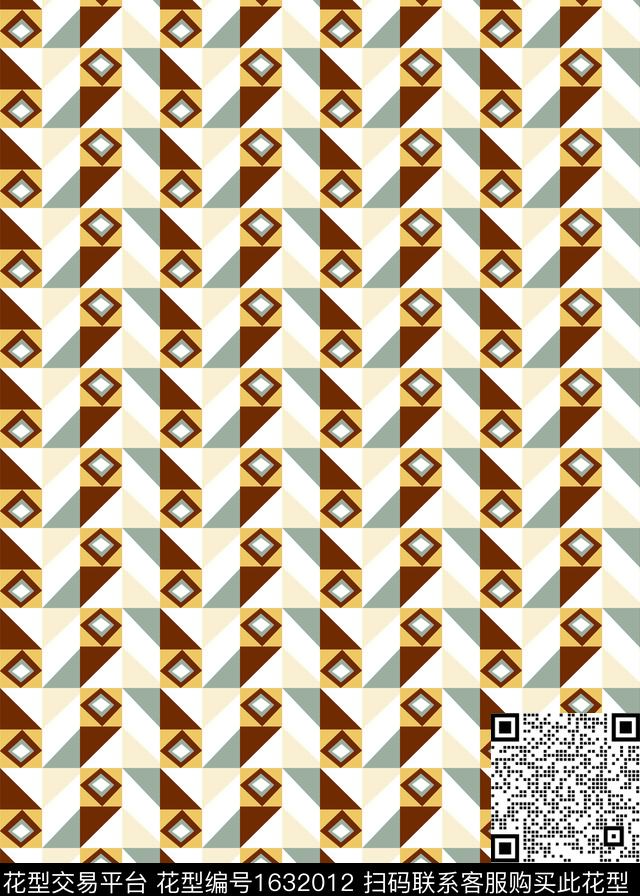 中老年格子几何传统印花花型下载（图片编号: 1632012） - 瓦栏（Walan）