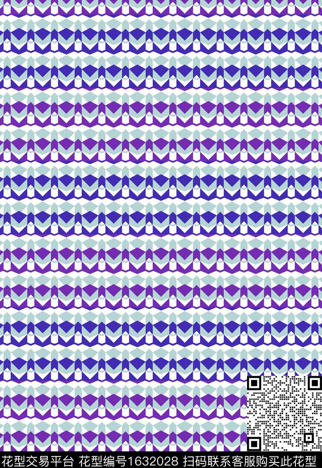 几何条纹混合拼接传统印花花型下载（图片编号: 1632028） - 瓦栏（Walan）