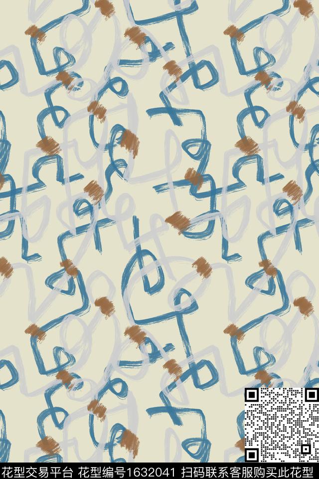 肌理笔触波点数码印花花型下载（图片编号: 1632041） - 瓦栏（Walan）