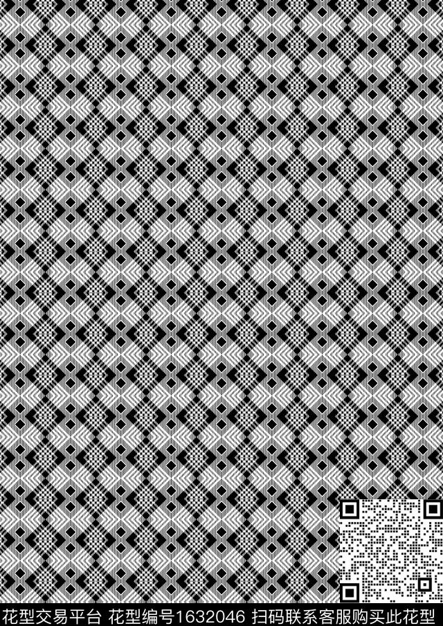 格子几何传统印花花型下载（图片编号: 1632046） - 瓦栏（Walan）