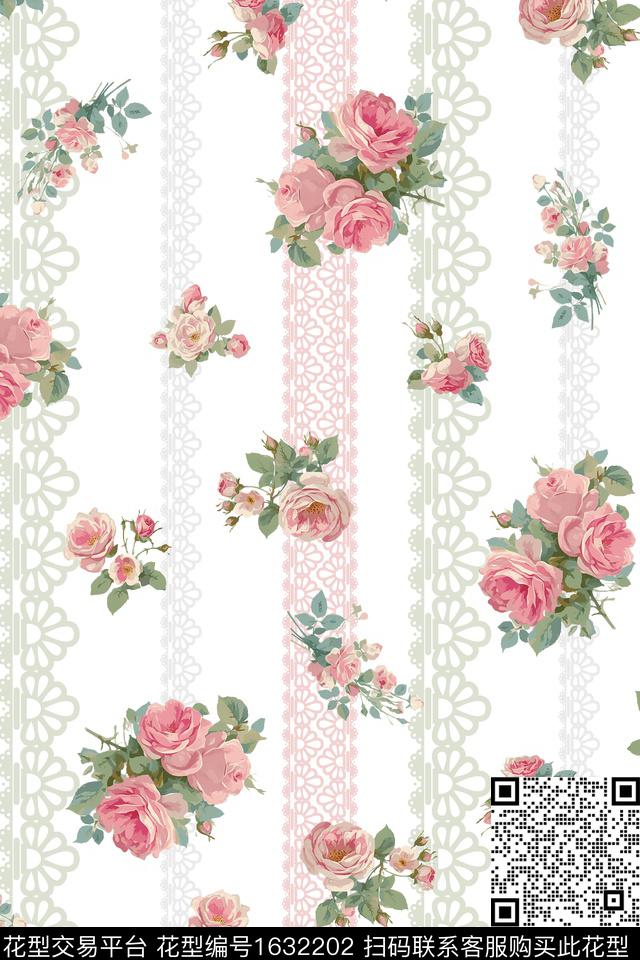 花卉花边蕾丝数码印花花型下载（图片编号: 1632202） - 瓦栏（Walan）