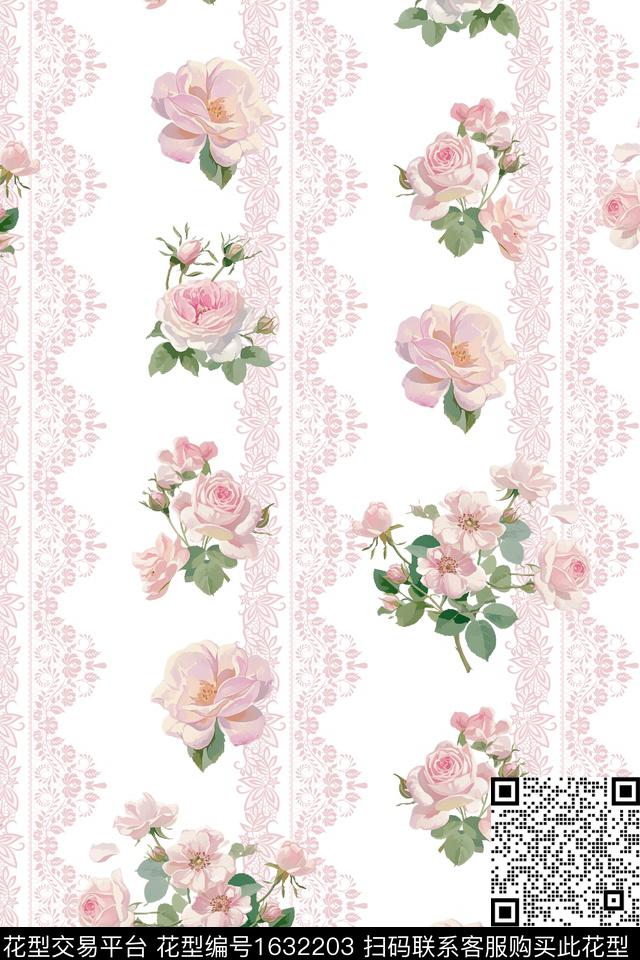 花卉花边蕾丝数码印花花型下载（图片编号: 1632203） - 瓦栏（Walan）
