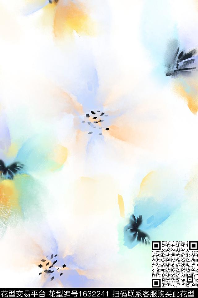 花卉水彩花卉朦胧花卉数码印花花型下载（图片编号: 1632241） - 瓦栏（Walan）