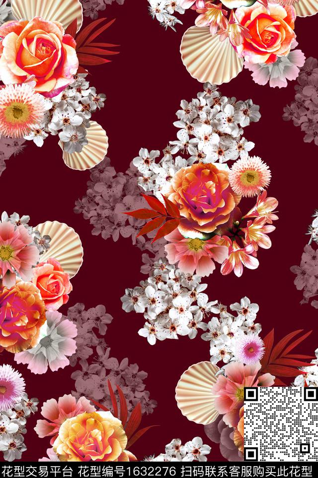 影花中东大花数码印花花型下载（图片编号: 1632276） - 瓦栏（Walan）