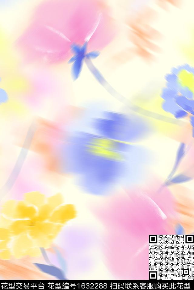 花卉抽象花卉时尚传统印花花型下载（图片编号: 1632288） - 瓦栏（Walan）