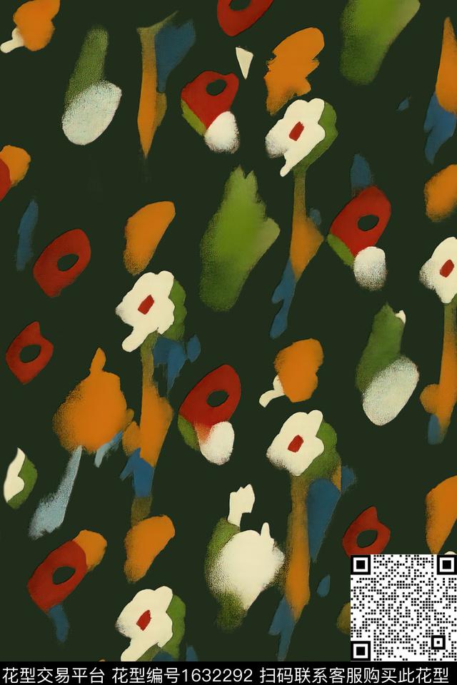 抽象抽象花卉数码印花花型下载（图片编号: 1632292） - 瓦栏（Walan）