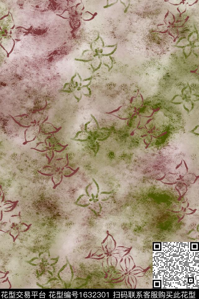 侘寂花卉肌理数码印花花型下载（图片编号: 1632301） - 瓦栏（Walan）