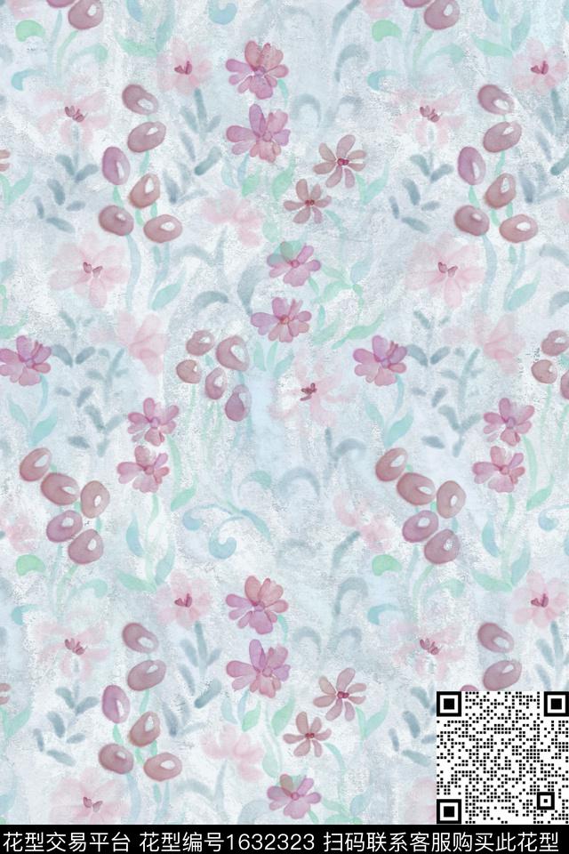 侘寂花卉小碎花数码印花花型下载（图片编号: 1632323） - 瓦栏（Walan）