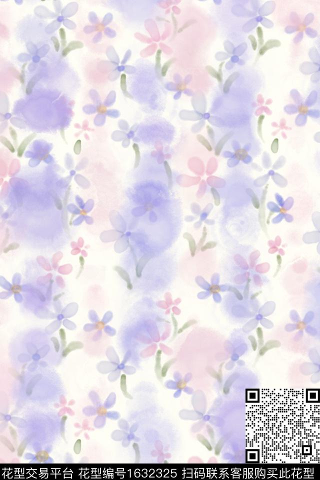 花卉小碎花水彩数码印花花型下载（图片编号: 1632325） - 瓦栏（Walan）