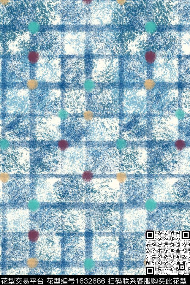 肌理笔触波点数码印花花型下载（图片编号: 1632686） - 瓦栏（Walan）