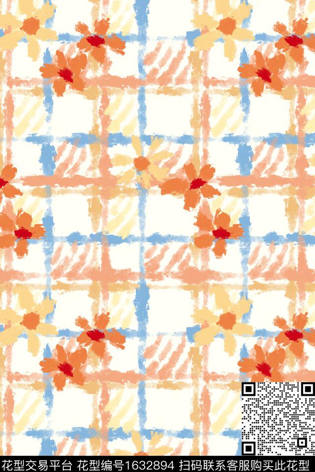 小清新清爽底花卉花卉数码印花花型下载（图片编号: 1632894） - 瓦栏（Walan）