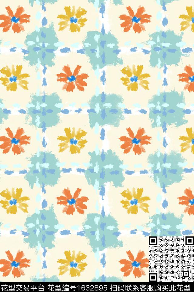 小清新清爽底花卉可爱数码印花花型下载（图片编号: 1632895） - 瓦栏（Walan）