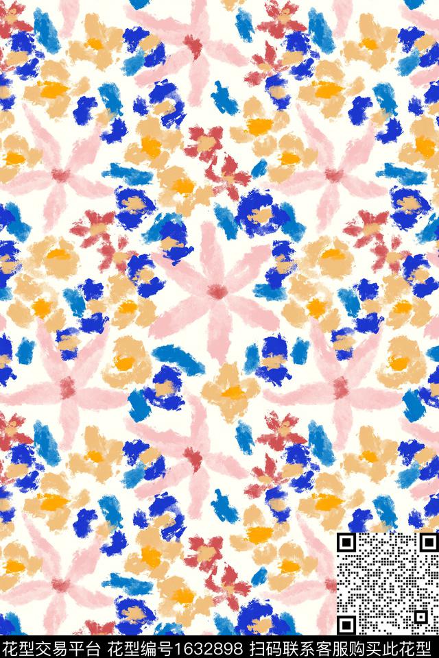 小清新清爽底花卉花卉数码印花花型下载（图片编号: 1632898） - 瓦栏（Walan）
