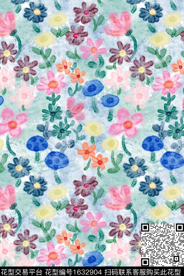 小清新花卉小碎花数码印花花型下载（图片编号: 1632904） - 瓦栏（Walan）