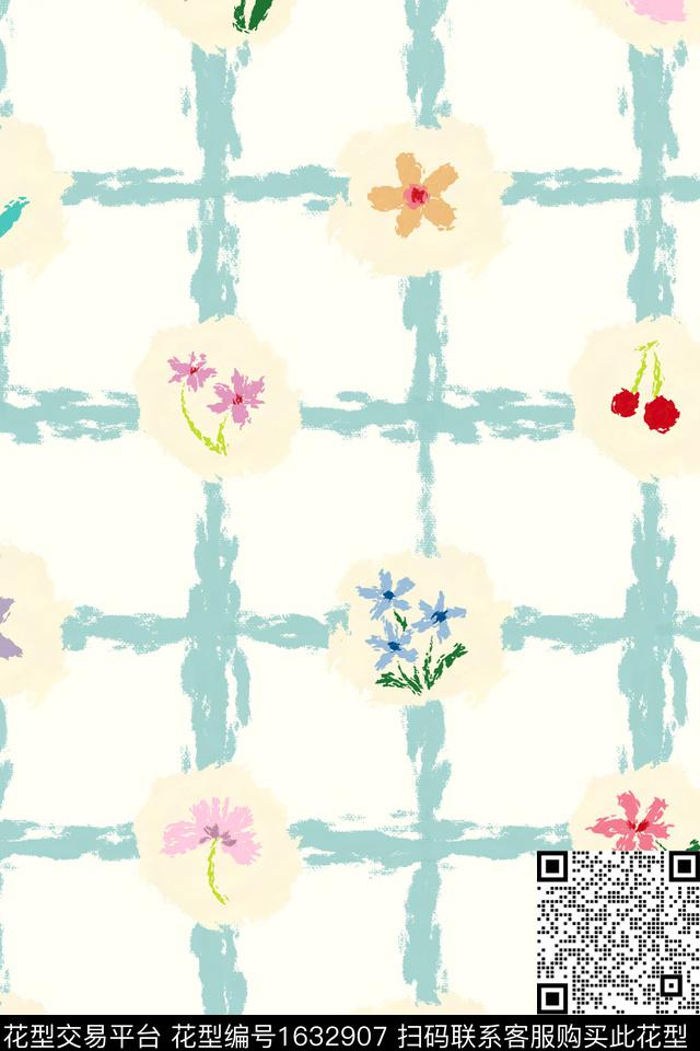 小清新可爱花卉数码印花花型下载（图片编号: 1632907） - 瓦栏（Walan）