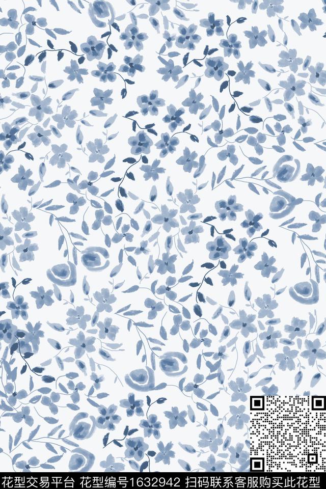 花卉水彩花卉小碎花数码印花花型下载（图片编号: 1632942） - 瓦栏（Walan）