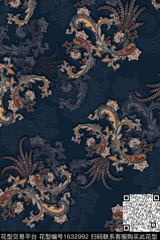 民族风中老年佩斯利数码印花花型下载（图片编号: 1632992） - 瓦栏（Walan）