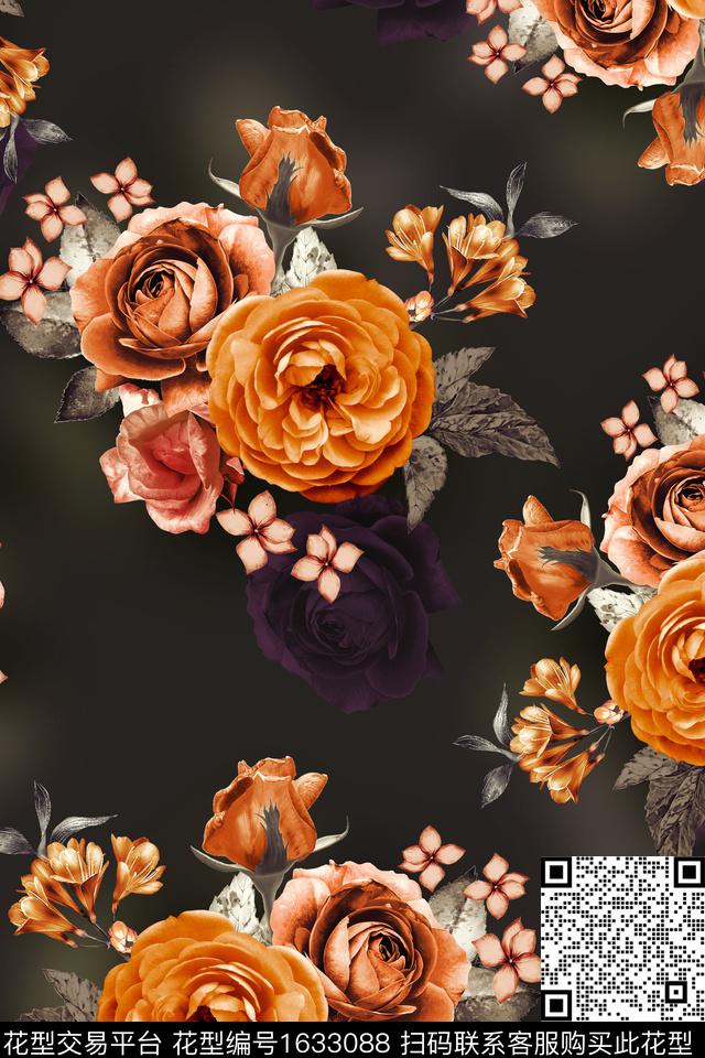 影花中东大花数码印花花型下载（图片编号: 1633088） - 瓦栏（Walan）