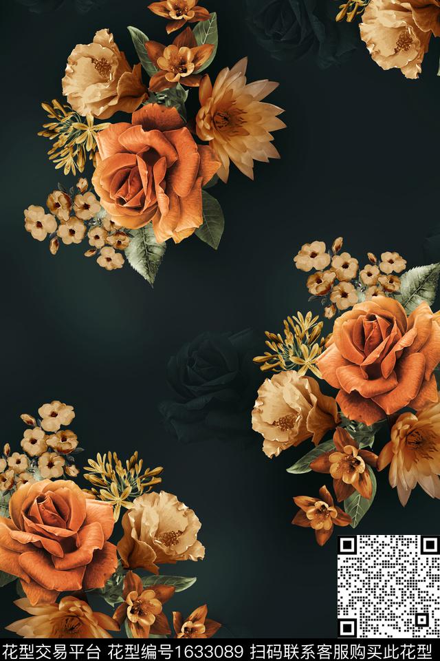 影花中东大花数码印花花型下载（图片编号: 1633089） - 瓦栏（Walan）