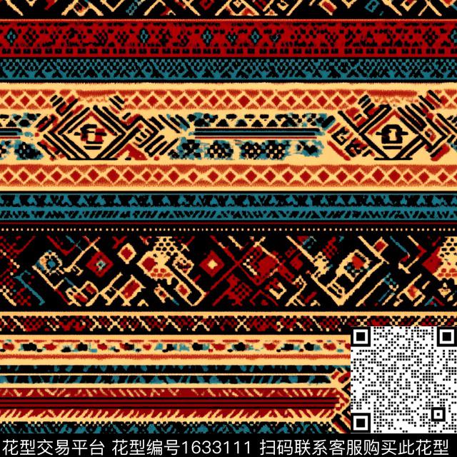 民族风条纹数码印花花型下载（图片编号: 1633111） - 瓦栏（Walan）