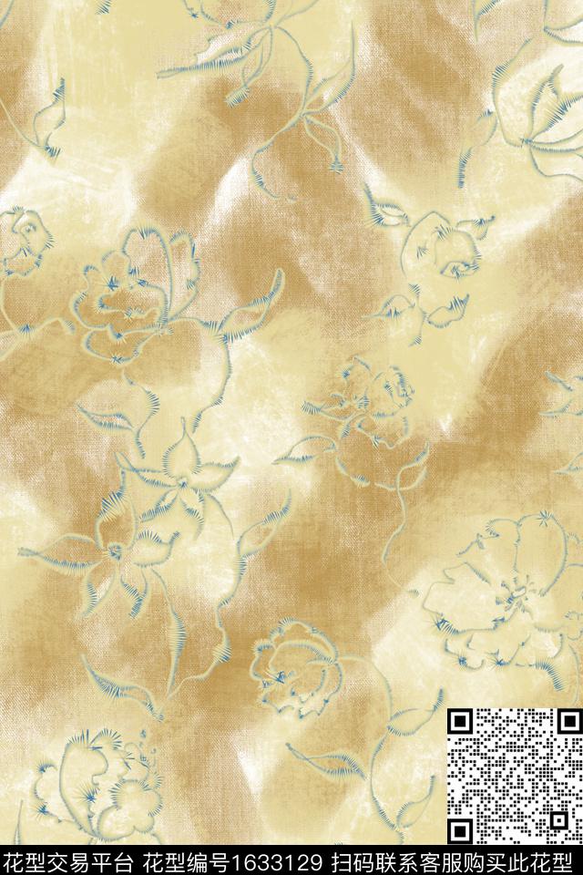绣花花型花卉复古数码印花花型下载（图片编号: 1633129） - 瓦栏（Walan）