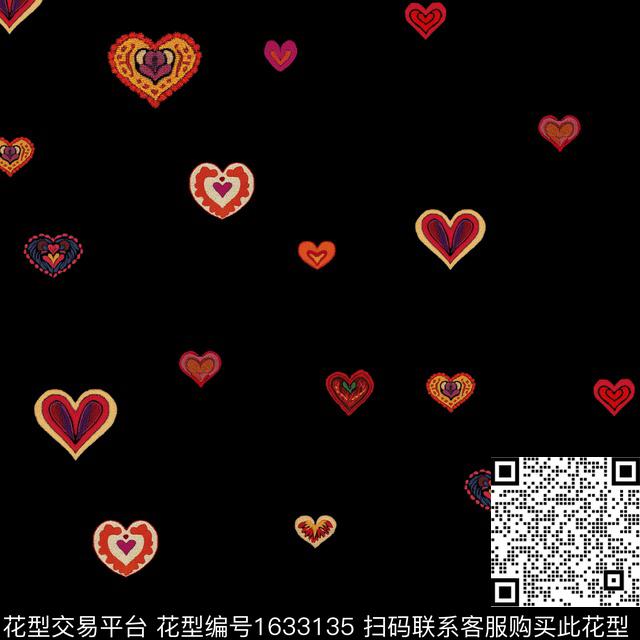 爱心刺绣趣味数码印花花型下载（图片编号: 1633135） - 瓦栏（Walan）
