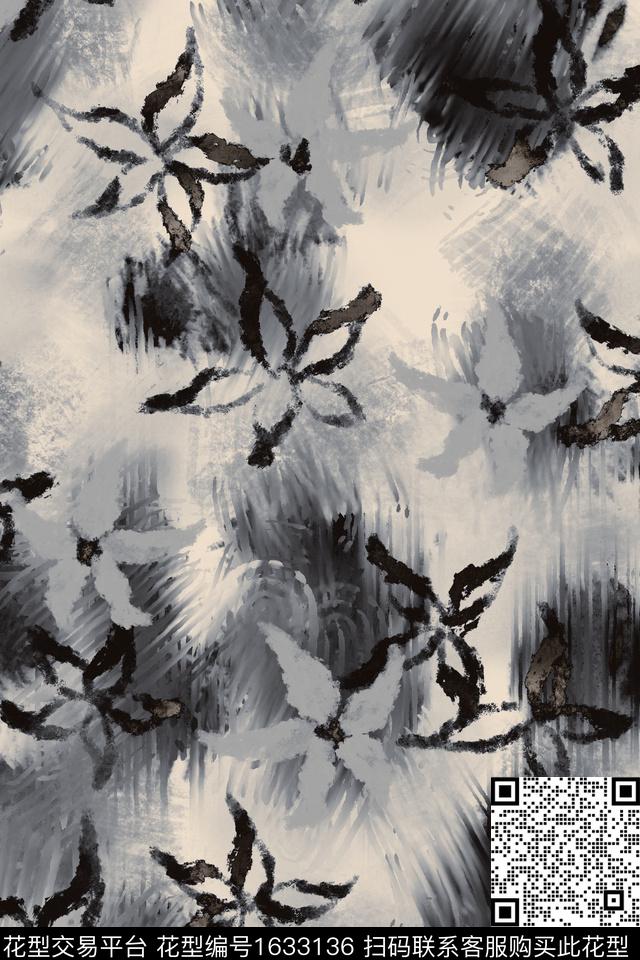 肌理简约笔触数码印花花型下载（图片编号: 1633136） - 瓦栏（Walan）