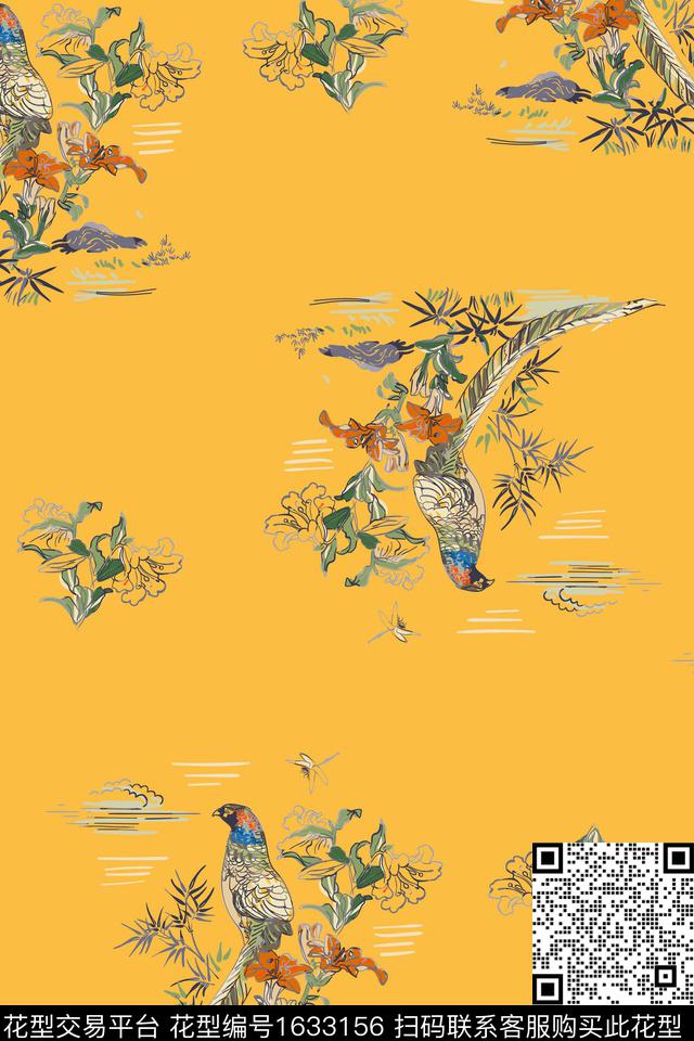 中国风花卉鸟数码印花花型下载（图片编号: 1633156） - 瓦栏（Walan）