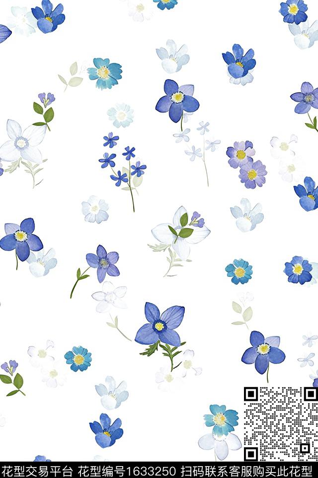 小清新影花花卉数码印花花型下载（图片编号: 1633250） - 瓦栏（Walan）