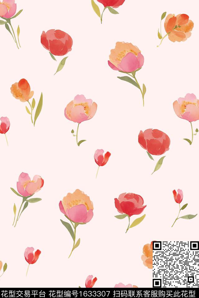 小清新花卉春夏花型数码印花花型下载（图片编号: 1633307） - 瓦栏（Walan）