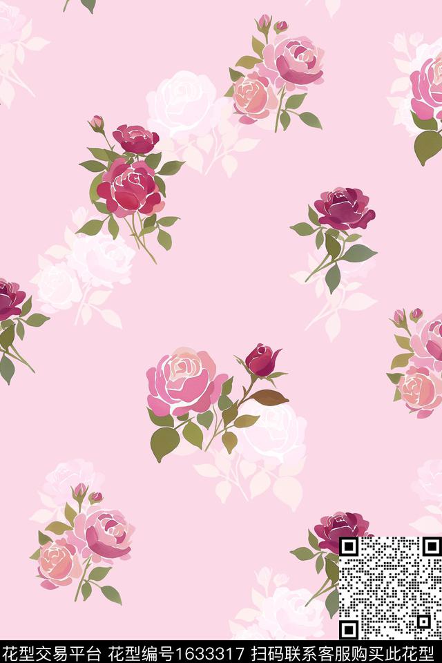影花花卉春夏花型数码印花花型下载（图片编号: 1633317） - 瓦栏（Walan）