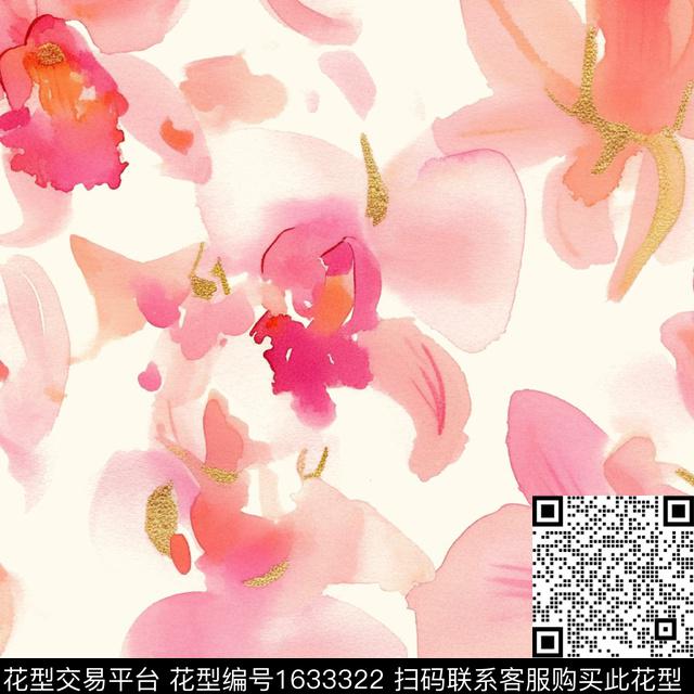 水彩花卉抽象花卉花卉数码印花花型下载（图片编号: 1633322） - 瓦栏（Walan）