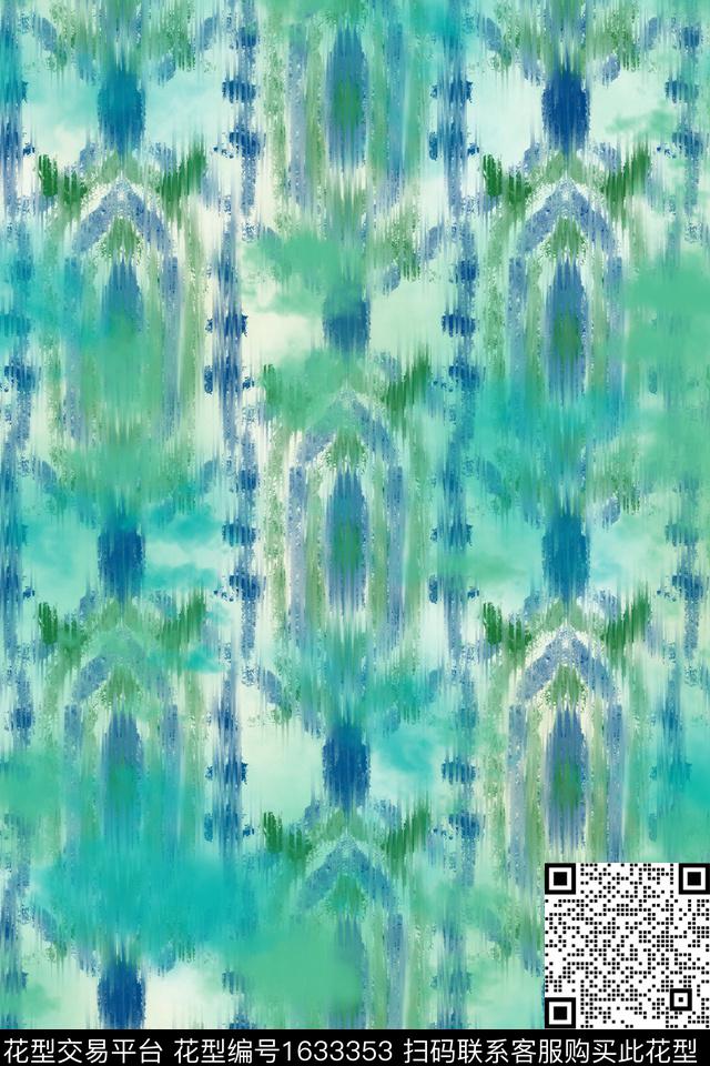 民族风朦胧花卉复古数码印花花型下载（图片编号: 1633353） - 瓦栏（Walan）
