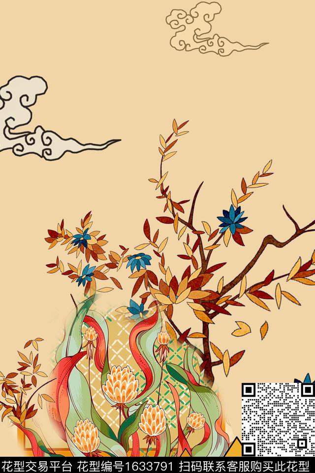 定位中国风几何数码印花花型下载（图片编号: 1633791） - 瓦栏（Walan）