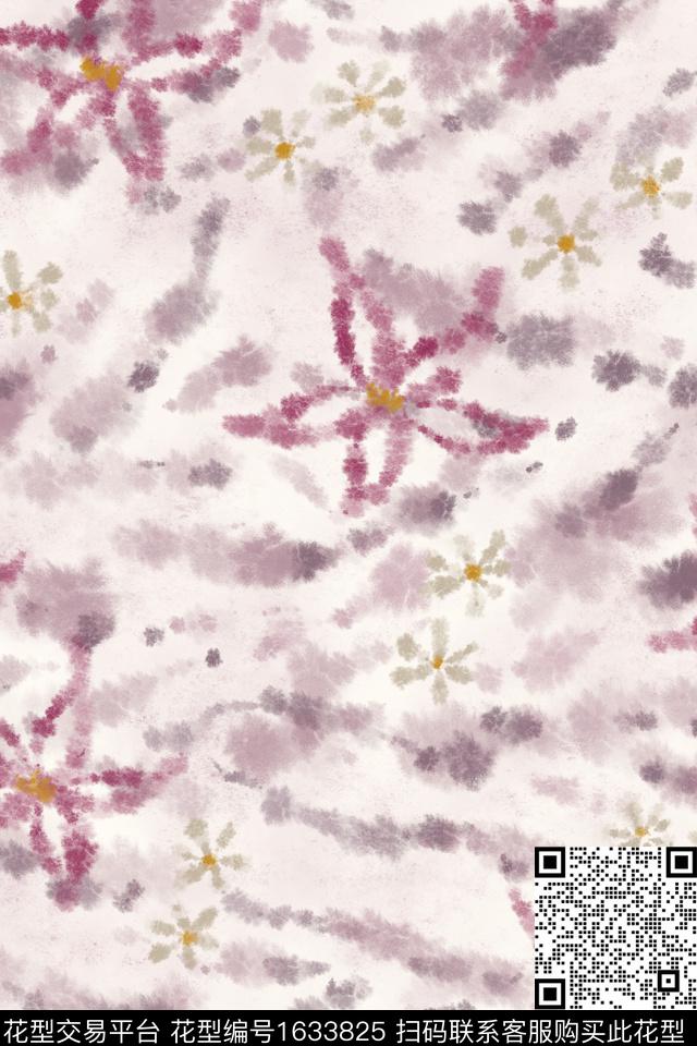 侘寂花卉肌理数码印花花型下载（图片编号: 1633825） - 瓦栏（Walan）