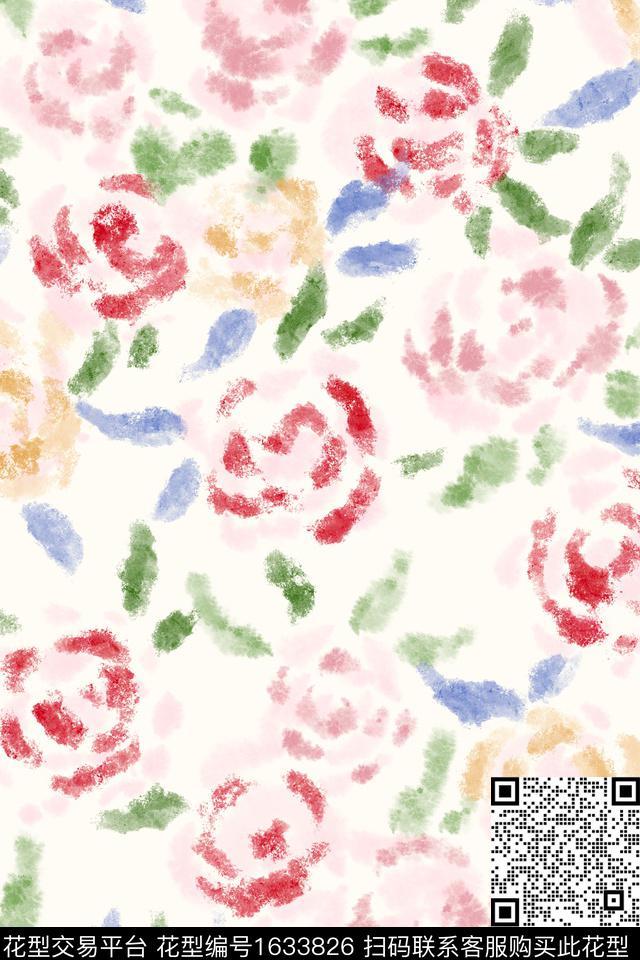 小清新花卉肌理数码印花花型下载（图片编号: 1633826） - 瓦栏（Walan）