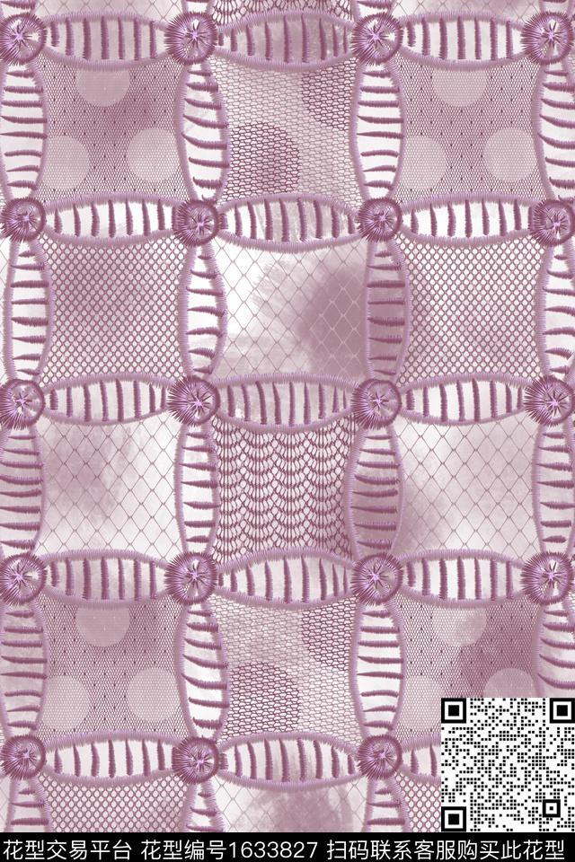 绣花花型复古格子数码印花花型下载（图片编号: 1633827） - 瓦栏（Walan）