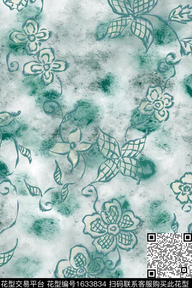 绣花花型中国风民族风数码印花花型下载（图片编号: 1633834） - 瓦栏（Walan）