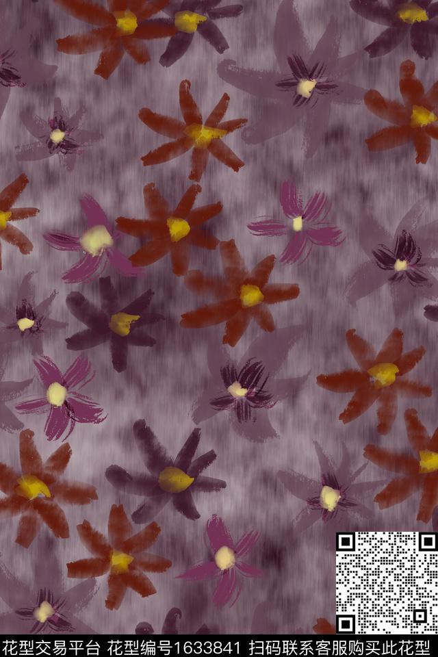 侘寂花卉肌理数码印花花型下载（图片编号: 1633841） - 瓦栏（Walan）
