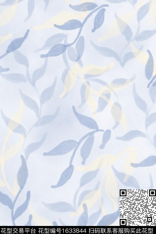 小清新清爽底花卉水彩数码印花花型下载（图片编号: 1633844） - 瓦栏（Walan）