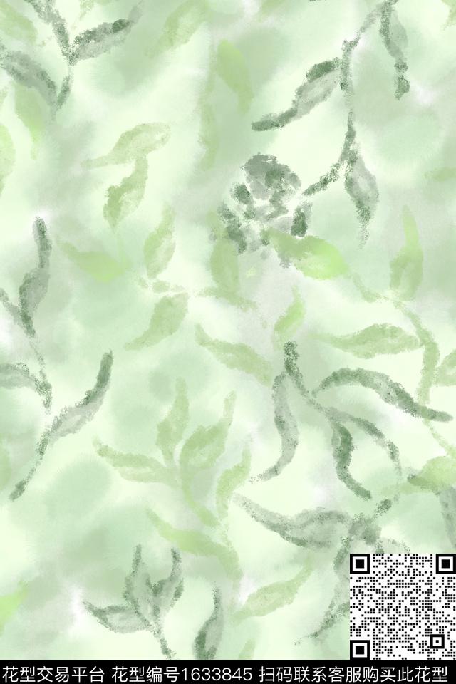 小清新花卉水彩数码印花花型下载（图片编号: 1633845） - 瓦栏（Walan）