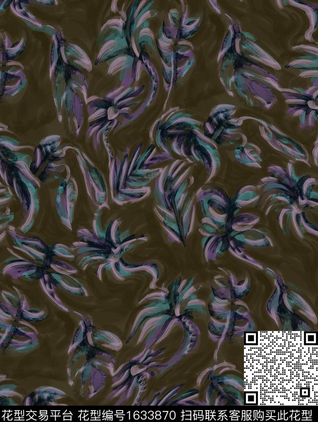 纹理动物纹热带花型数码印花花型下载（图片编号: 1633870） - 瓦栏（Walan）