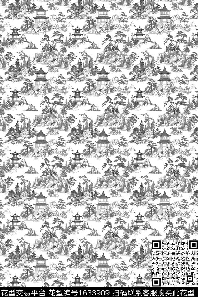 植物满版散花花卉数码印花花型下载（图片编号: 1633909） - 瓦栏（Walan）