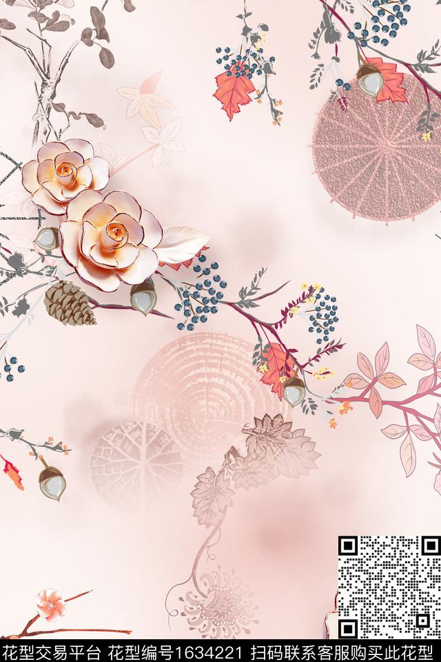 花卉跳接伞数码印花花型下载（图片编号: 1634221） - 瓦栏（Walan）