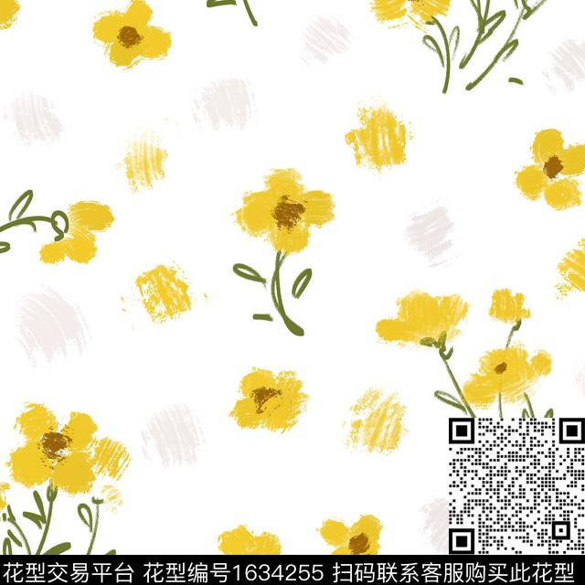 清爽底花卉满版散花小碎花数码印花花型下载（图片编号: 1634255） - 瓦栏（Walan）
