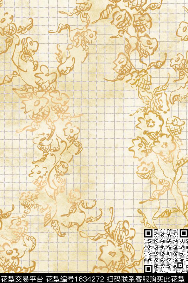绣花花型侘寂花卉数码印花花型下载（图片编号: 1634272） - 瓦栏（Walan）